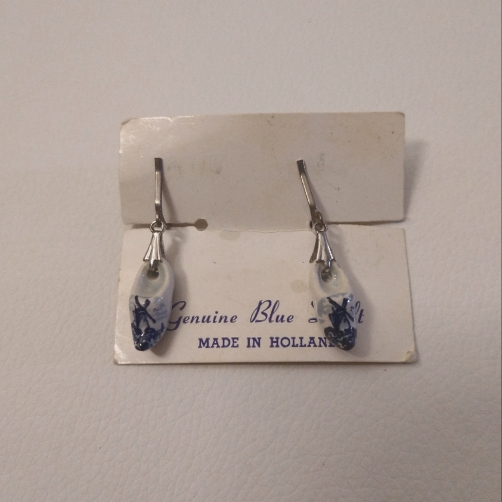 Genuine Blue Delft Beautiful Shoe Earrings